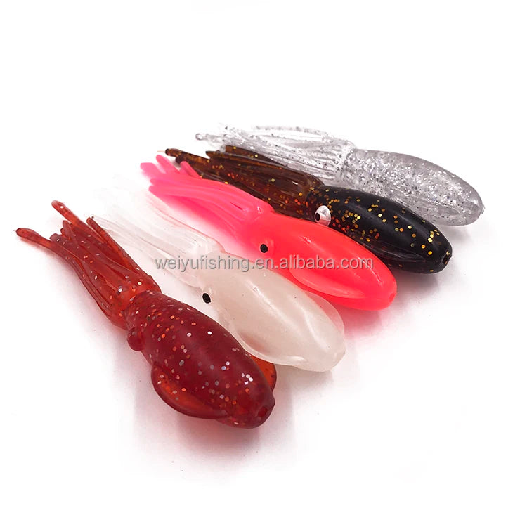 13.5cm 13g Weiyu OEM Soft Plastic PVC Fishing Lure Rubber Soft Squid Trolling Casting Swim Bait Pesca Wholesale Fishing Tackle