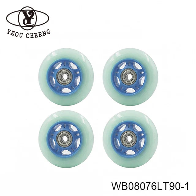 YEOU CHERNG WB08076LT90-1 PU Wheels 76x24mm Blue Core Transparent for Conveying Machinery MegaBDM