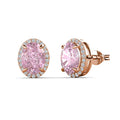 Ice Crushed Cubic Zirconia 925 Silver 18K Rose Gold Pated Oval Cut Halo Stud Earrings Fine Jewelry for Women Destiny Jewellery