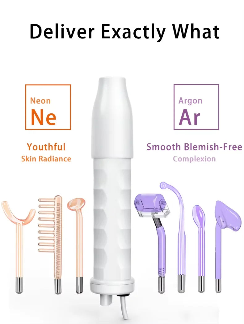 Super Quality 7 in 1 High Frequency Wand Facial Pore Cleaning Acne Treatment Anti Wrinkle Hair Care Handheld Beauty Device MegaBDM
