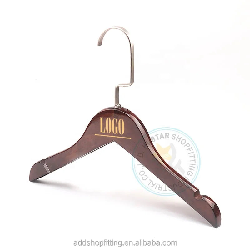 Custom Logo Single Tier Wooden Multifunction Hangers for Kids Clothing Stores and Wardrobes