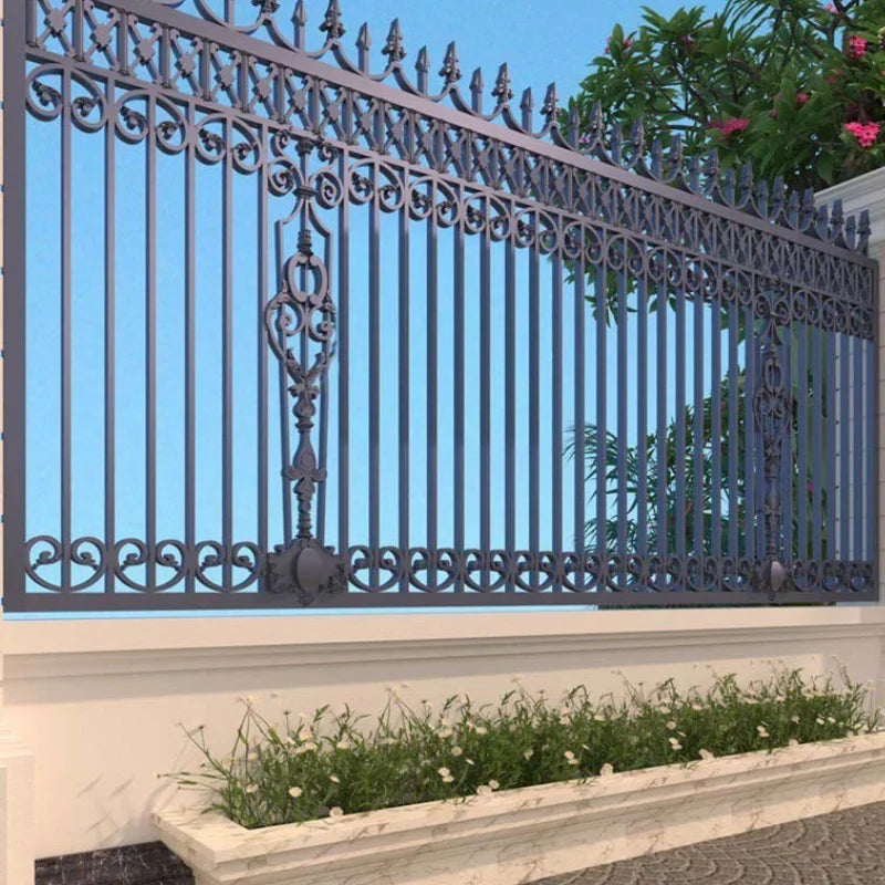 Premium Steel Fencing Privacy Fence with Decorative Wrought Iron Metal Fences for Outdoor Security and Garden Protection