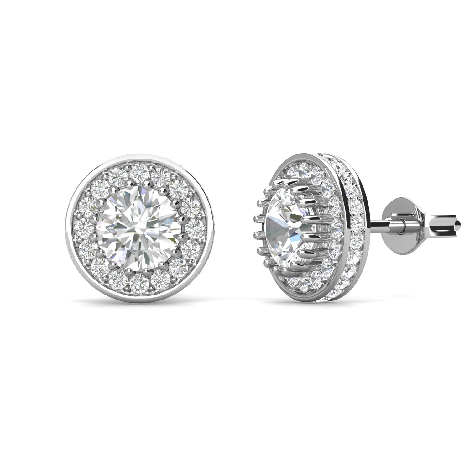 100% Passed Diamond Tester Lab Grown Moissanite 925 Silver Wedding Round Stud Earrings for Bridal Women Destiny Jewellery