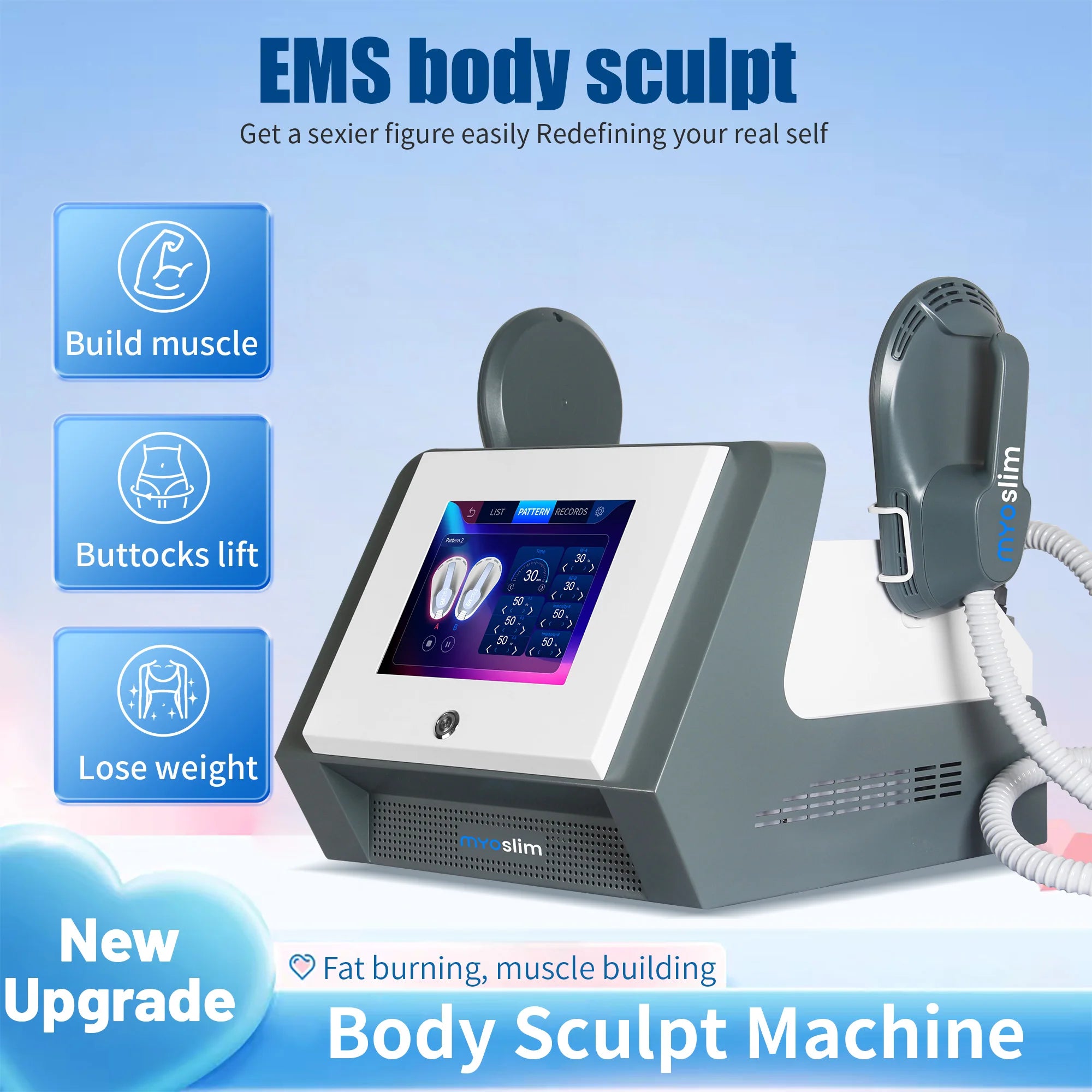 EMS Body Sculpt Machine RF Sculpting Weight Loss Burning Fat Slimming Muscle Stimulation Equipment 6500W EMS MYOslim Zero