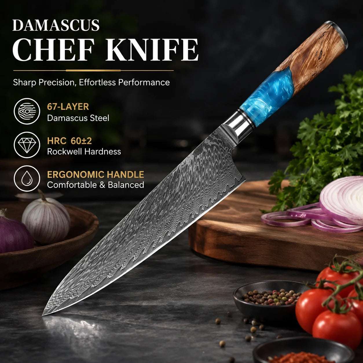 Factory 67 Layer Damascus Chef Boning Cleaver Kitchen Knives VG10 Japanese Damascus Knife Set