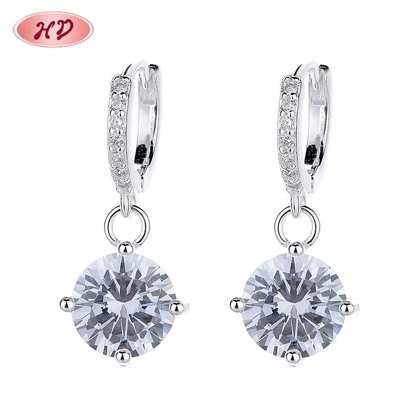 Vintage 925 Sterling Silver Cubic Zirconia for Women Gifts Wedding Engagement Earrings Jewelry