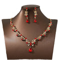 Wholesale Korean Style Crystal Jewelry Romantic Gold Plated Bridal Clavicle Necklace & Earrings for Weddings Parties Engagements