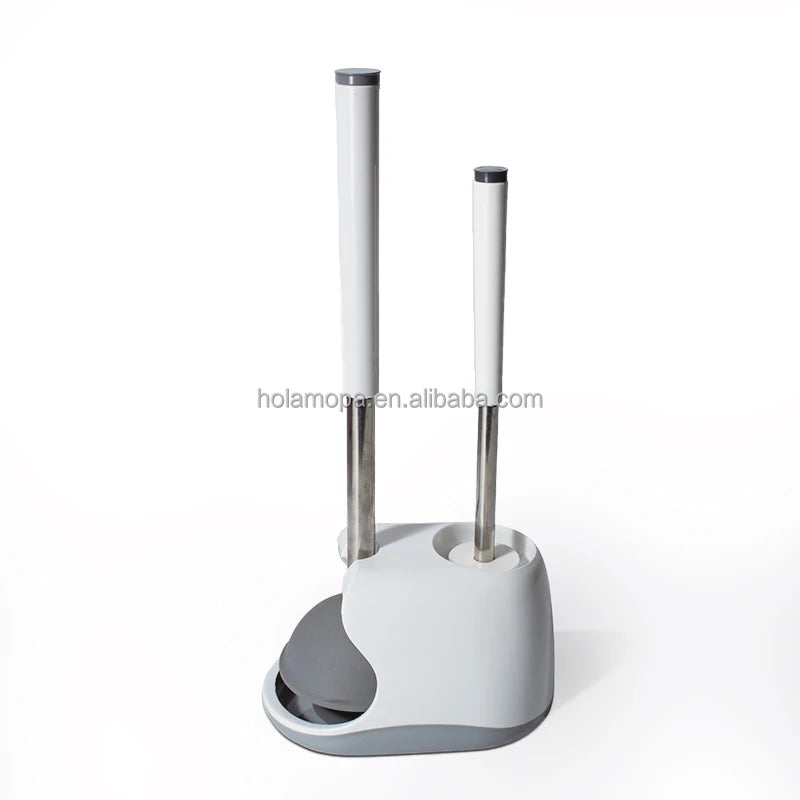 HOLAMOPA Heavy Duty 2 in 1 Toilet Brush and Plunger Set With Holder for Hotel Bathroom Cleaning