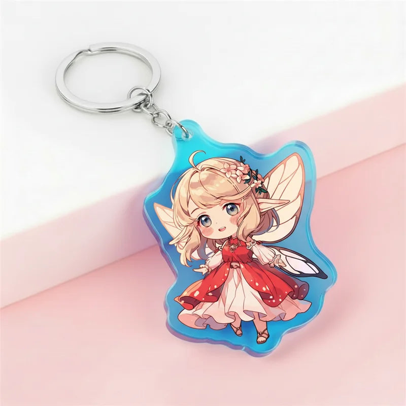 Customized Double Sided Printing Cute Link Acrylic Keychain Gradient Color Charm MegaBDM