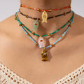 2025 Cross-border Product Animal Fish Necklace Natural Stone Stainless Steel Interesting Necklace Advanced Ocean Style Necklace