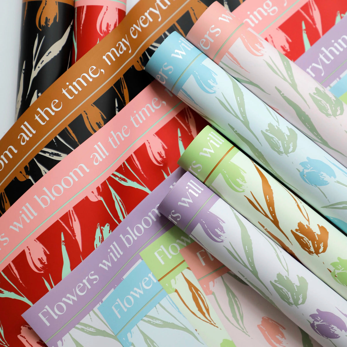 Handmade Translucent Flower Tulip Design PVC-Coated Gift Paper Roll Waterproof and Moisture-Proof for Flower Shops MegaBDM