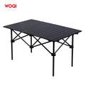 WOQI Outdoor Folding Table Aluminum Lightweight Height Adjustable with Storage Organizer for BBQ Party Camping