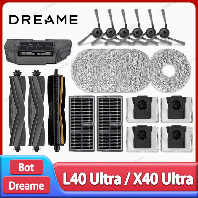 Dreame L40 Ultra / X40 Ultra Vacuum Cleaner Replacement Accessories Main Side Brush HEPA Filter Mop Cloths Dust Bag Spare Parts