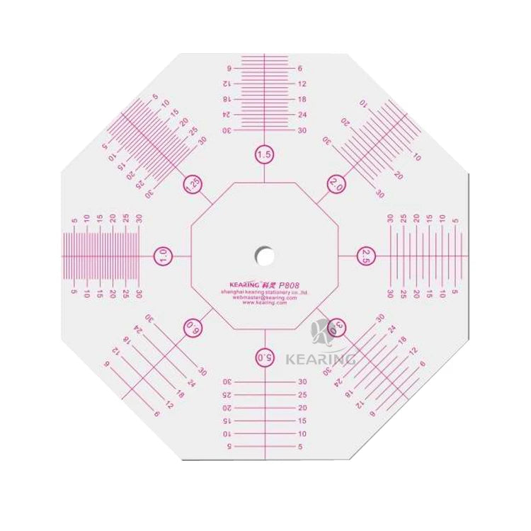 Kearing Plastic Gossip Shape Octagonal Ruler Sandwich Printings Measuring Size Degree Fashion Designing Sewing Crafting#P808