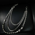 Men Trousers Metal Three Layer Cowboy Chain Hip-hop Punk Style Pants Waist Belt Key Chain Trendy Accessories