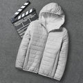 RNSHANGER Men's Lightweight Cotton Jacket Autumn Solid Color Short Hooded Ultra-Thin Warmth Jacket Streetwear Outdoor Men Coat MegaBDM