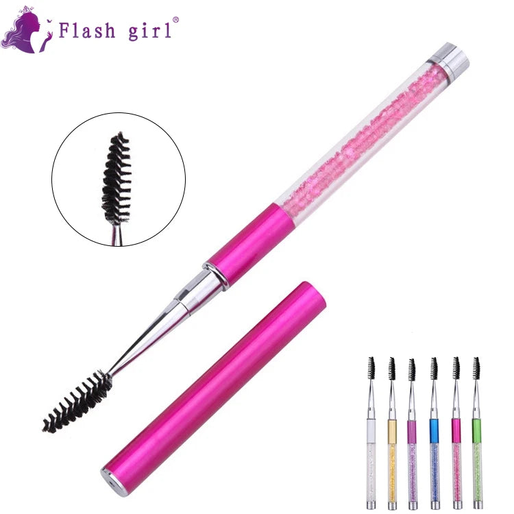 Beautiful Crystal Adjustable 6-Color Eyelash Mascara Brush Comfortable Synthetic Fiber Handle Aluminum Eye Beauty Tool MegaBDM