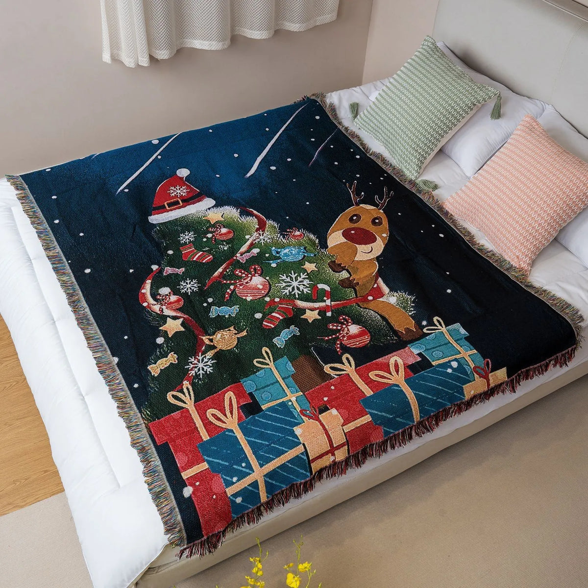 Modern Jacquard Woven Cotton/Polyester Tapestry Christmas Blanket Four Seasons Use 130CM*160CM Factory Supplied Fascinating MegaBDM