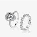 925 Sterling Silver Pear Shape Diamond Ring Settings 2Pcs Pear Ring Set Women