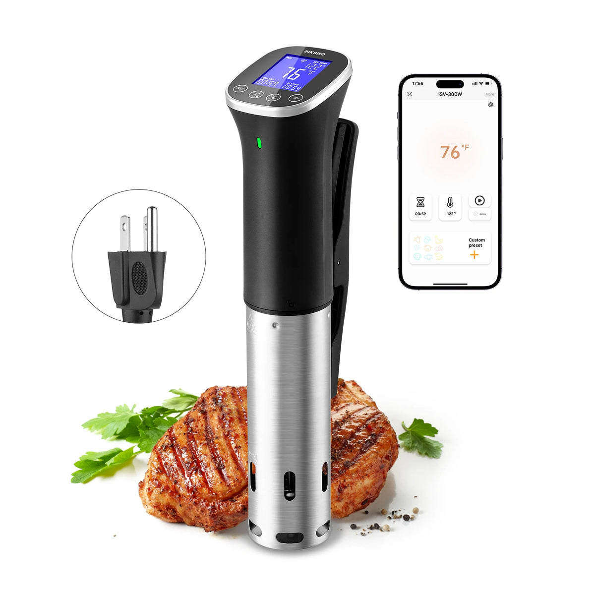 Inkbird WiFi Precision Sous Vide Cooker ISV-300W 2.4GHz Remote Control and Low Water Protection MegaBDM