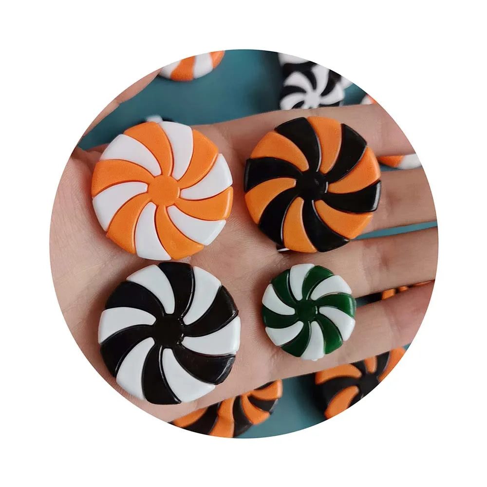100PC Resin Flatback Cane Christmas Decor Peppermint Candy Scrapbooking Hair Bow Embellishments DIY Accessories with Hole