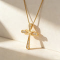 QIKU Hypoallergenic Minimal Geometric Christian Cross Infinity Zirconia Aesthetic Popular Necklace Jewelry for Women Daily