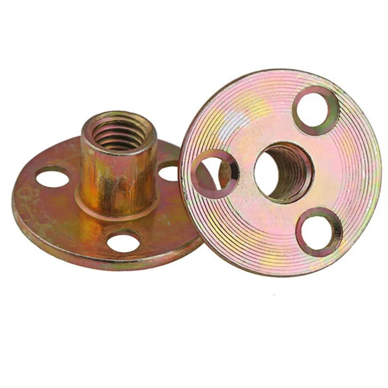 Taily Best Price M8  5/16"-18 Tee Nuts Galvanized Carbon Steel Three Hole Round Base Brad Hole T Nut T-Nut Furniture Hardware