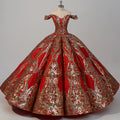 Jancember WC034 Elegant Off Shoulder Sweetheart Puffy Evening Red Party Gowns