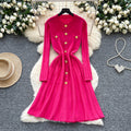 Summer Vintage O-Neck Tunic Slim Knit Maxi Dress for Women Empire Lace Dress
