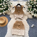 Women's Casual Sets Tunic Top And High Waist Denim Set Ropa Wholesale