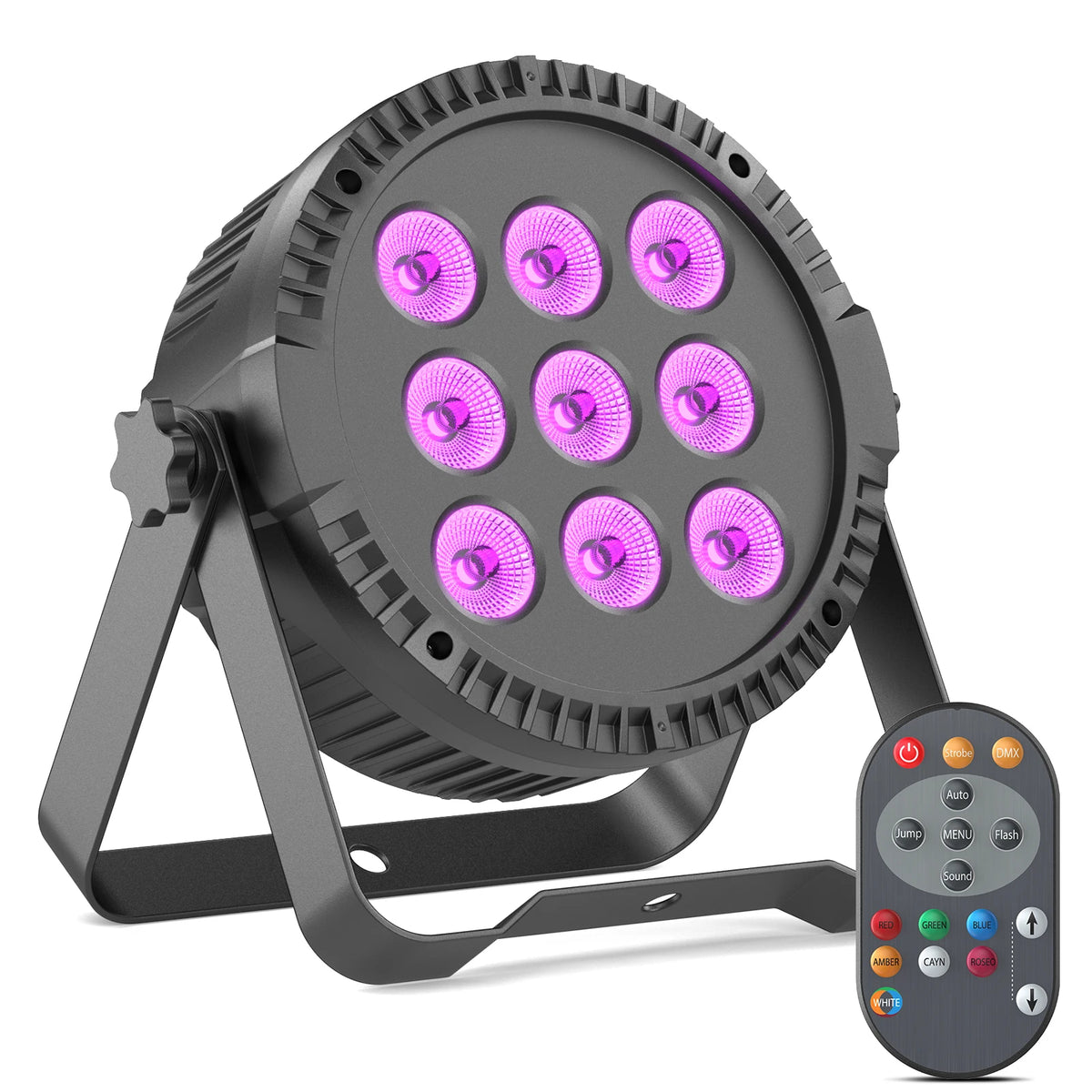 U`King Par Light 4in1 RGBW 9LED Stage Effect Light DMX512 Remote Control Slim Par Light for Wedding KTV DJ Disco Bar Stage Light MegaBDM
