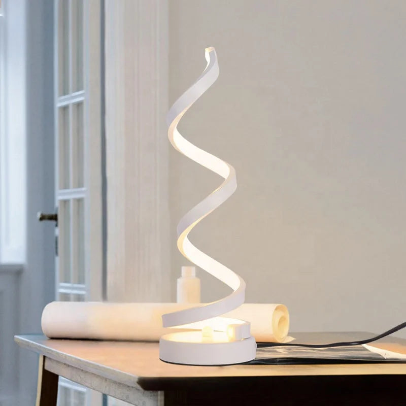 Modern Wave LED Table Lamp with Dimmable Color Suitable for Study Bedroom Night Light