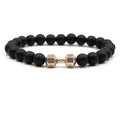 Bestone Hot Selling Adjustable 8mm Frosted Stone Lava Gym Dumbbell Unisex Bracelet