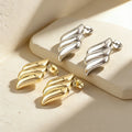 QIKU Modern Wave Stud Earrings Gold/Silver Plated Curved Design Daily Casual Wear Jewelry Gift for Women