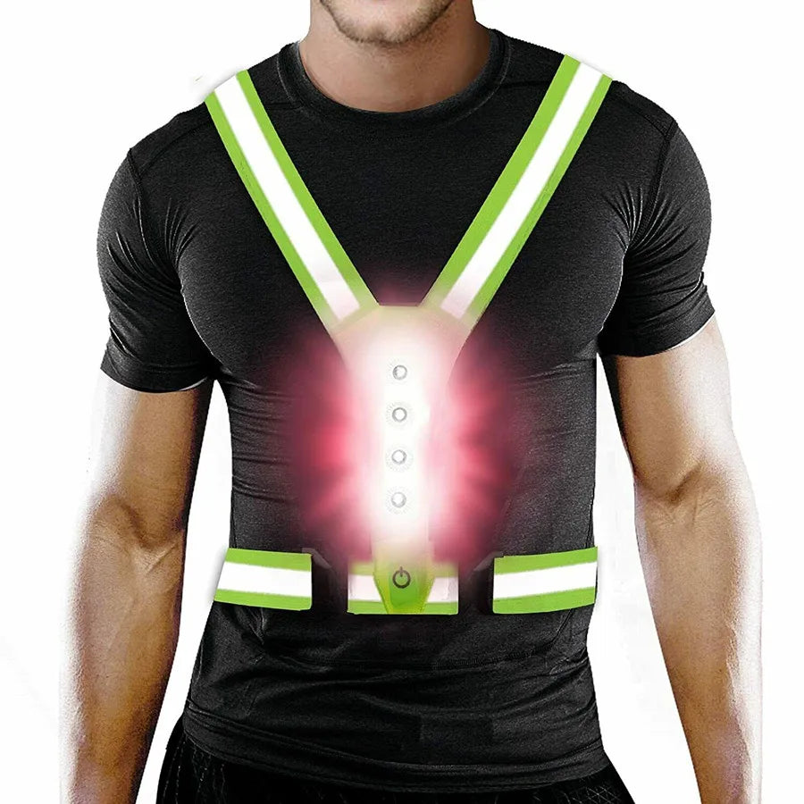 Adjustable Kids Reflective Running Bike Glow Chest Vest Belt Hi Vis USB Rechargeable Reflect Safety LED Cycling Security Vest