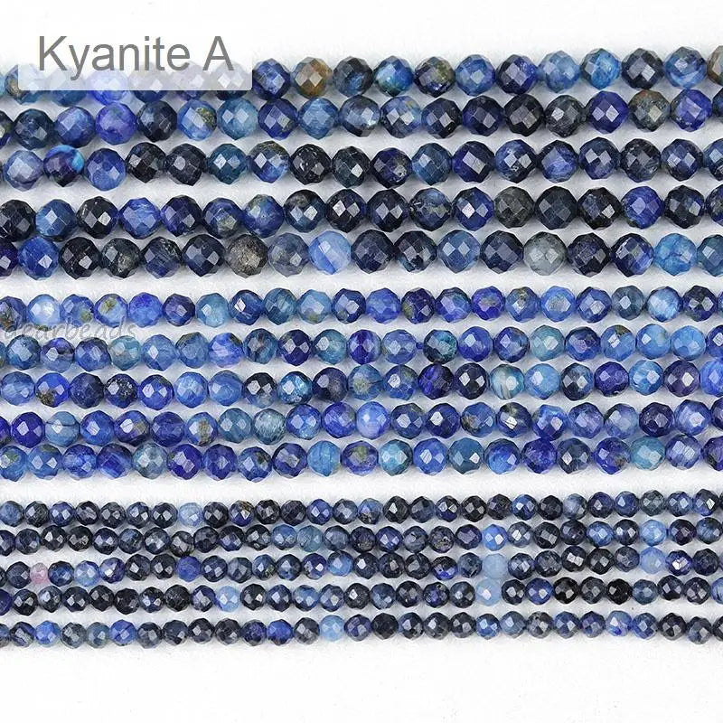 New Bulk Semi Precious Faceted Kyanite Stone Natural Blue  Loose Beads Strands for DIY Jewelry Making 2 3 4 MM