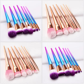 7 Pcs Super Soft and Flexible for Easy to Color Rose Gold Gradient Handle Makeup Brush Set for Eye Shadow & Foundation