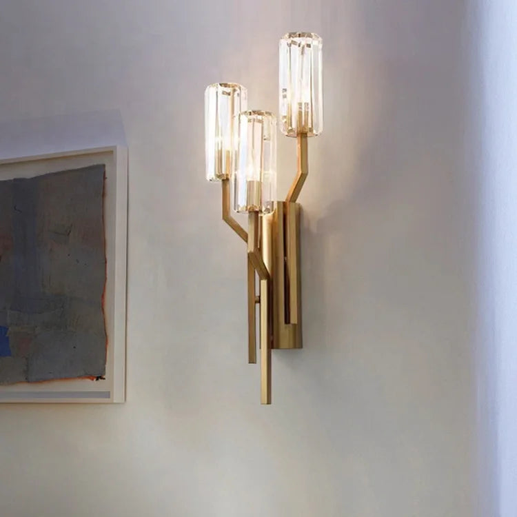 Custom  Wall Lamp Living Room TV Background Wall Light Luxury Crystal Lamp Creative Bedroom Bedside Lamparas