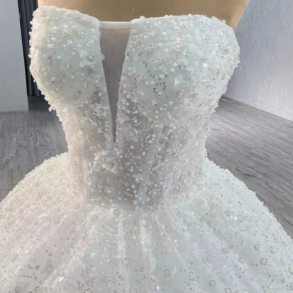 Jancember 241036 Boho Heavy Beaded Sleeveless Bridal Gowns for Women Wedding MegaBDM