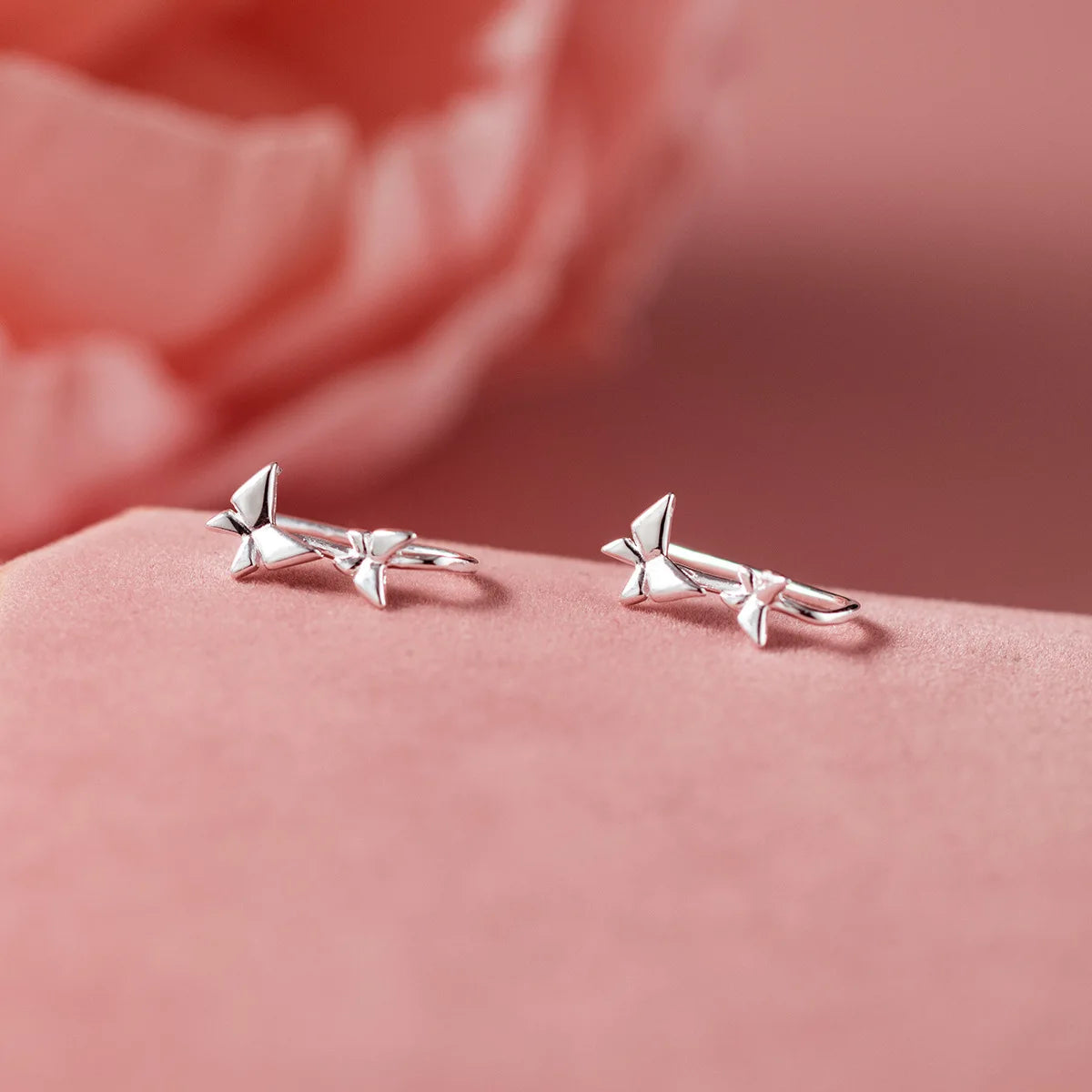 925 Sterling Silver Butterfly Hook Earrings - Unique Niche Design for Women