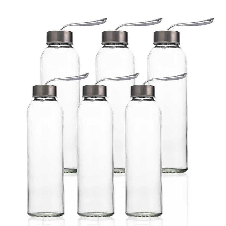 Free Sample 350ml 500ml 16oz 700ml 1l Transparent High Borosilicate Glass Water Bottle With Stainless Steel Lid