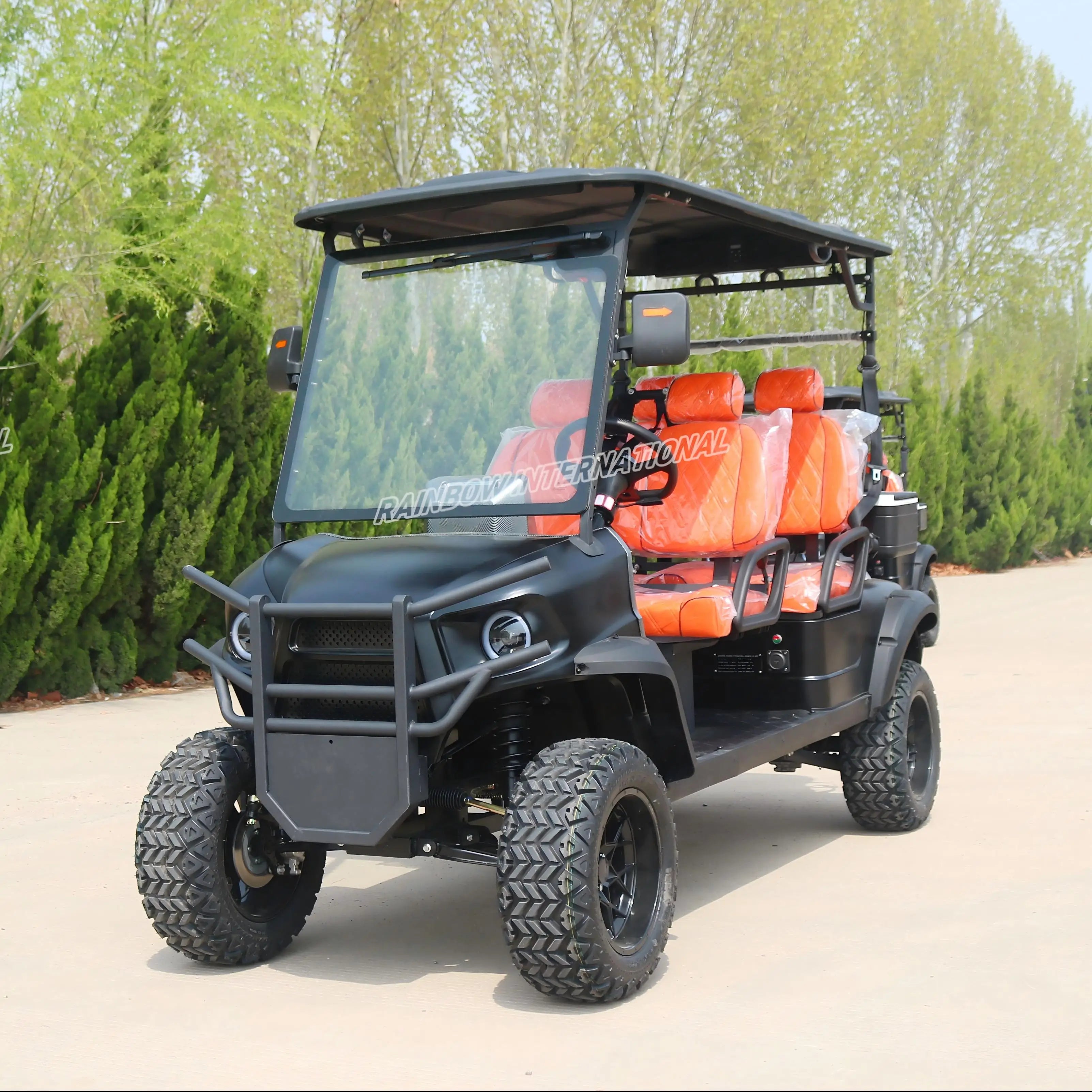 Rainbow 72Volt Electric Off Road Golf Cart Customized 4 Seats Golf Trolley Cart Electric Buggy Car High-End Golf Cart