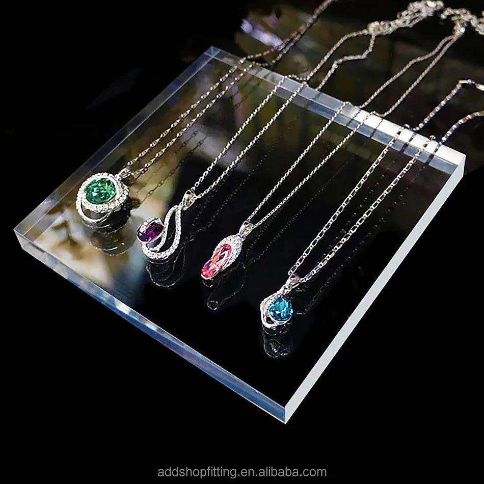 Square Transparent Acrylic Tray for Earrings and Necklace Jewelry Store Display