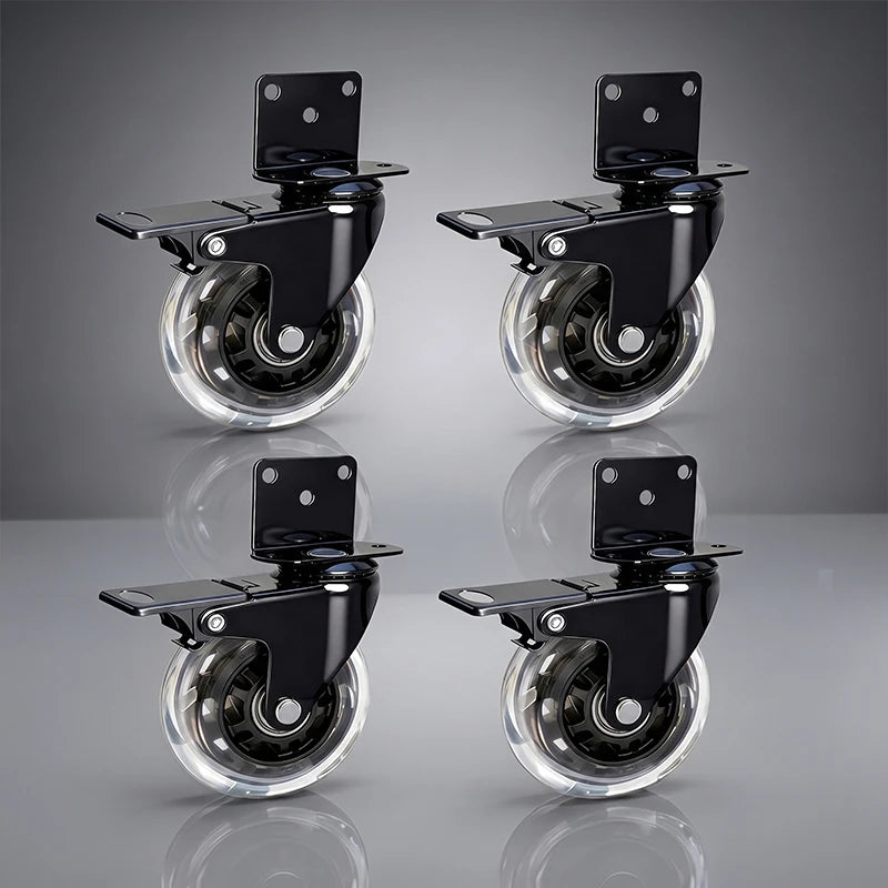 4 Sets 3-inch (75mm) L-shaped Casters Double Bearing Design Quiet Durable 50kg Load Capacity Modern Suitable for Home Office MegaBDM
