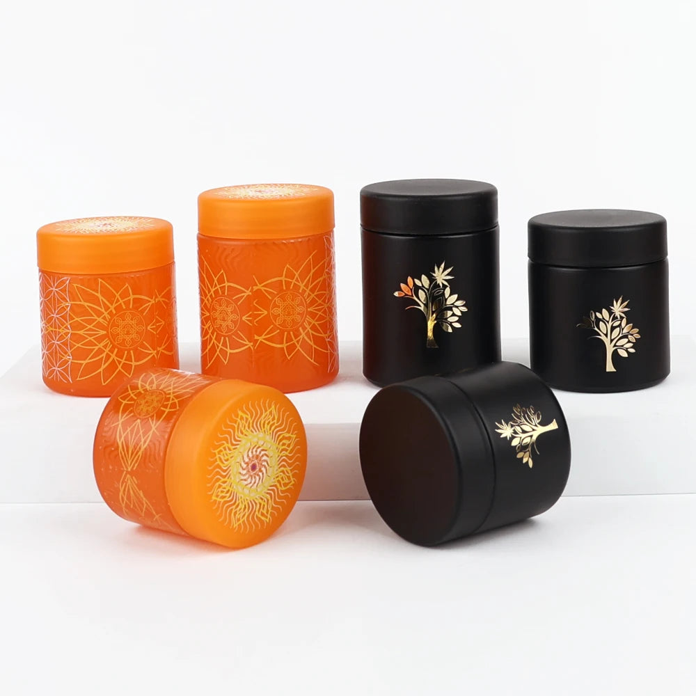 Wholesale Custom Logo Luxury Colored Glass Containers Wide Mouth Child-Proof Smell-Proof Food Grade Jars for Loose Powder
