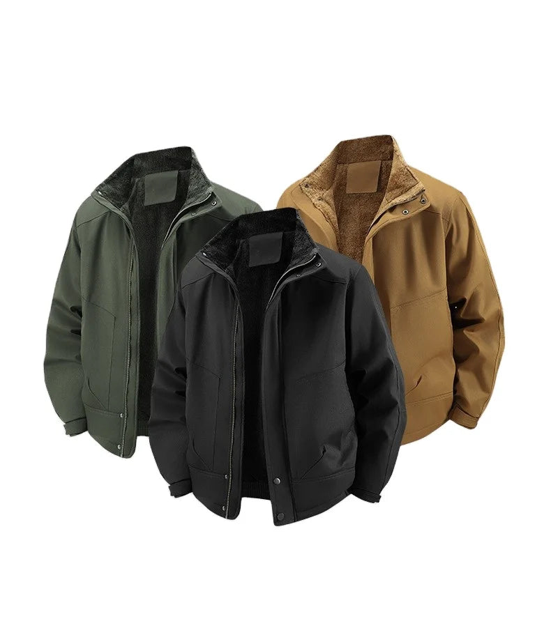 Bangladesh China Factory Price Custom Logo Embroidery Men's Cross-border Multi-pocket Casual Loose-fitting Fleece-lined Jackets