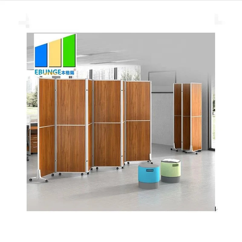 EBUNGE Modern Adjustable Foldable Wooden Door Divider Highly Effective Sound Absorption for Kitchen Gym Supermarket Commercial