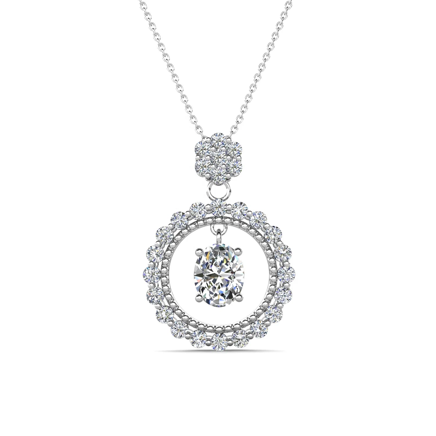 High Quality Moissanite Diamond 925 Silver Fancy Oval Shaped Pendant Necklace Jewelry Accessories for Women Destiny Jewellery