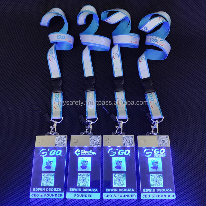 5 Luxury LED Staff Name Badge Card Custom Employee ID Label Holder Engraved Plastic UV Printed Battery Powered Certified Japan