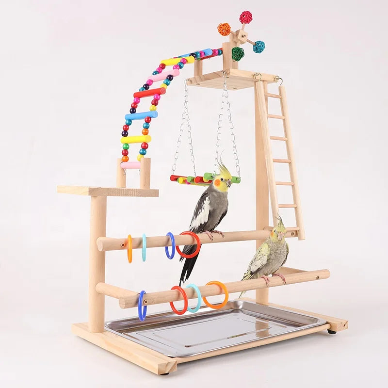New Arrive Natural Wooden Parrot Park Bird Stand Accessories Parrot Toy MegaBDM